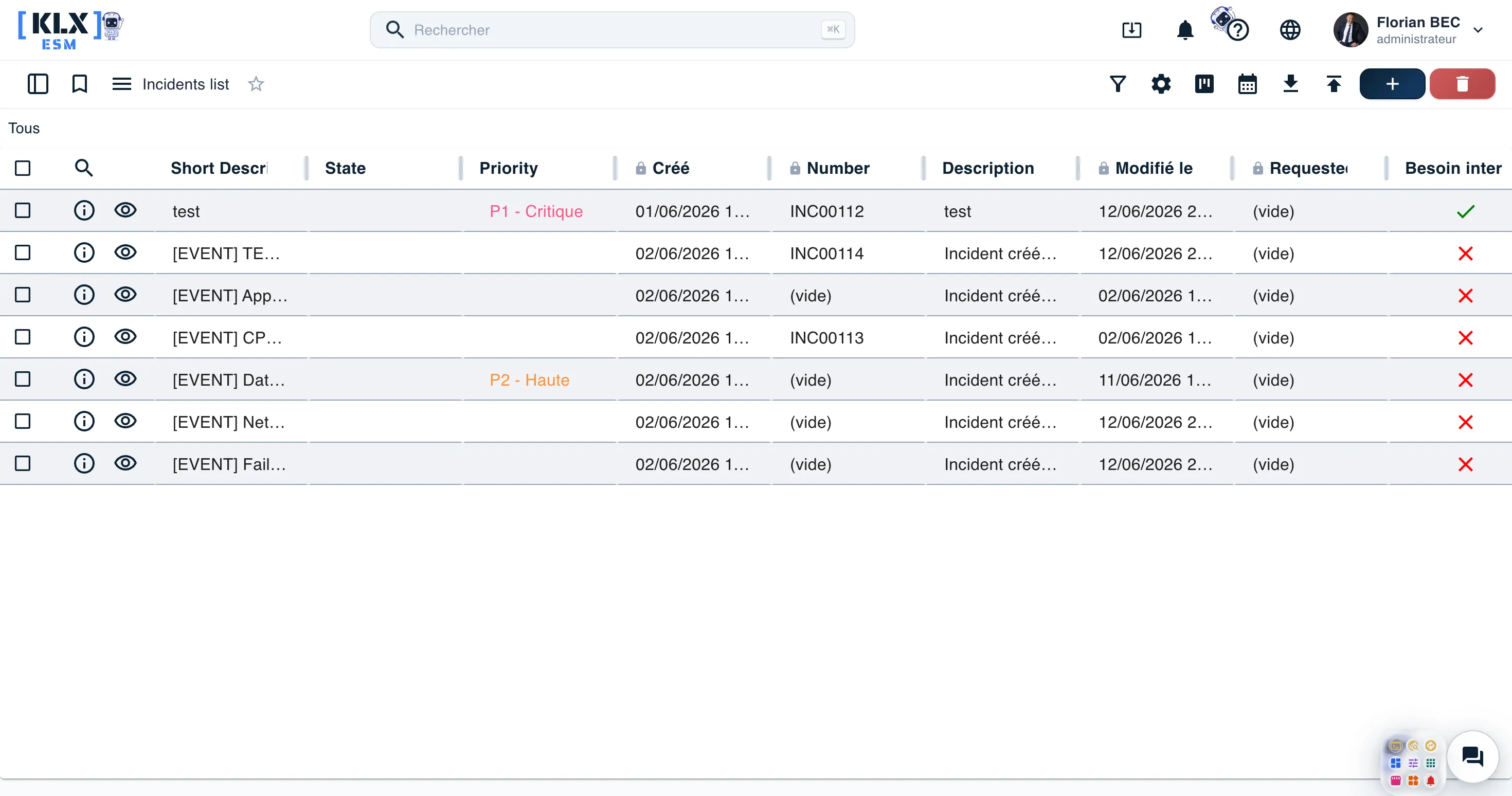 Gestion des incidents dans Keolux One