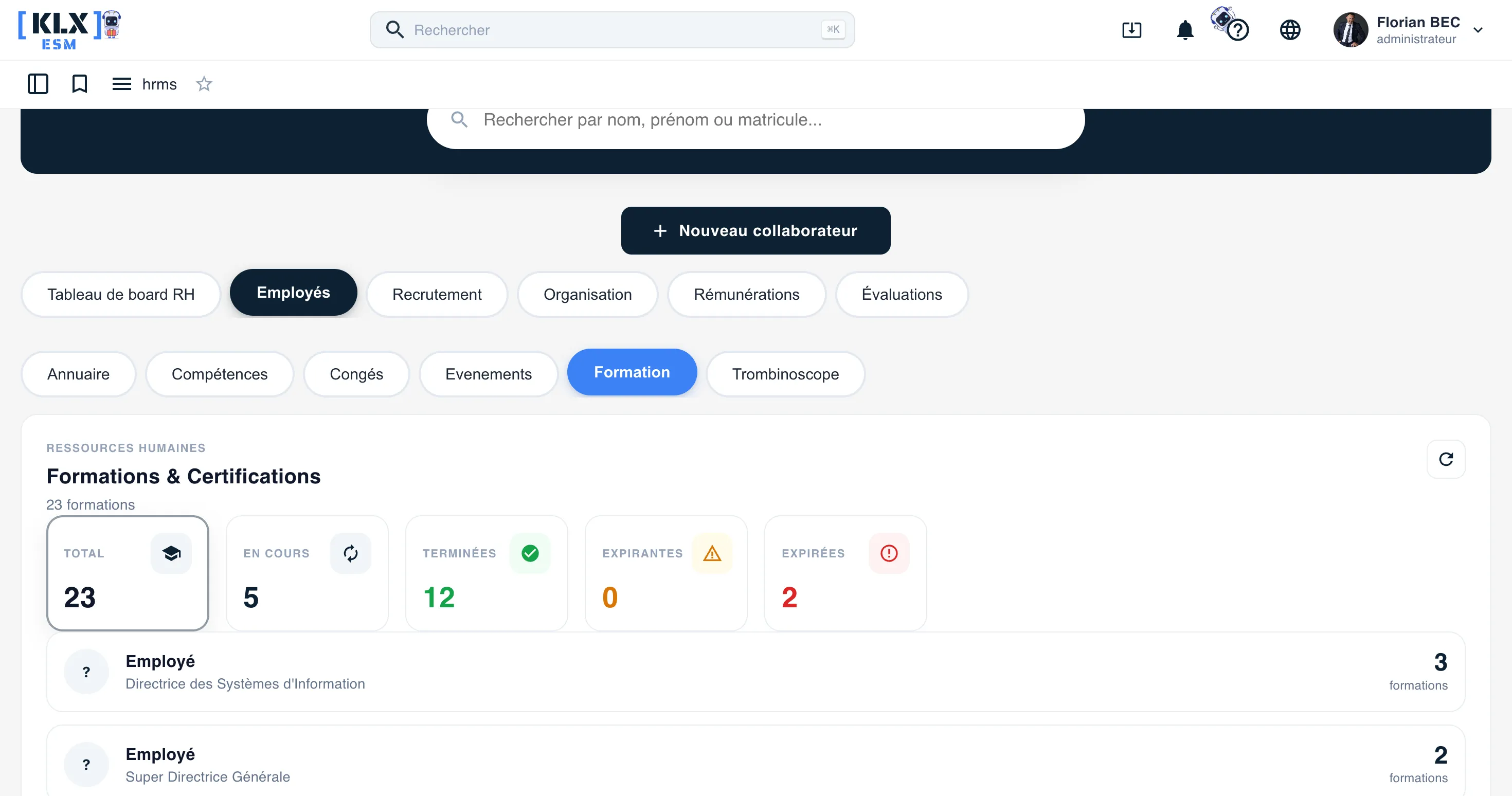 Logiciel de gestion des compétences avec suivi des formations et certifications
