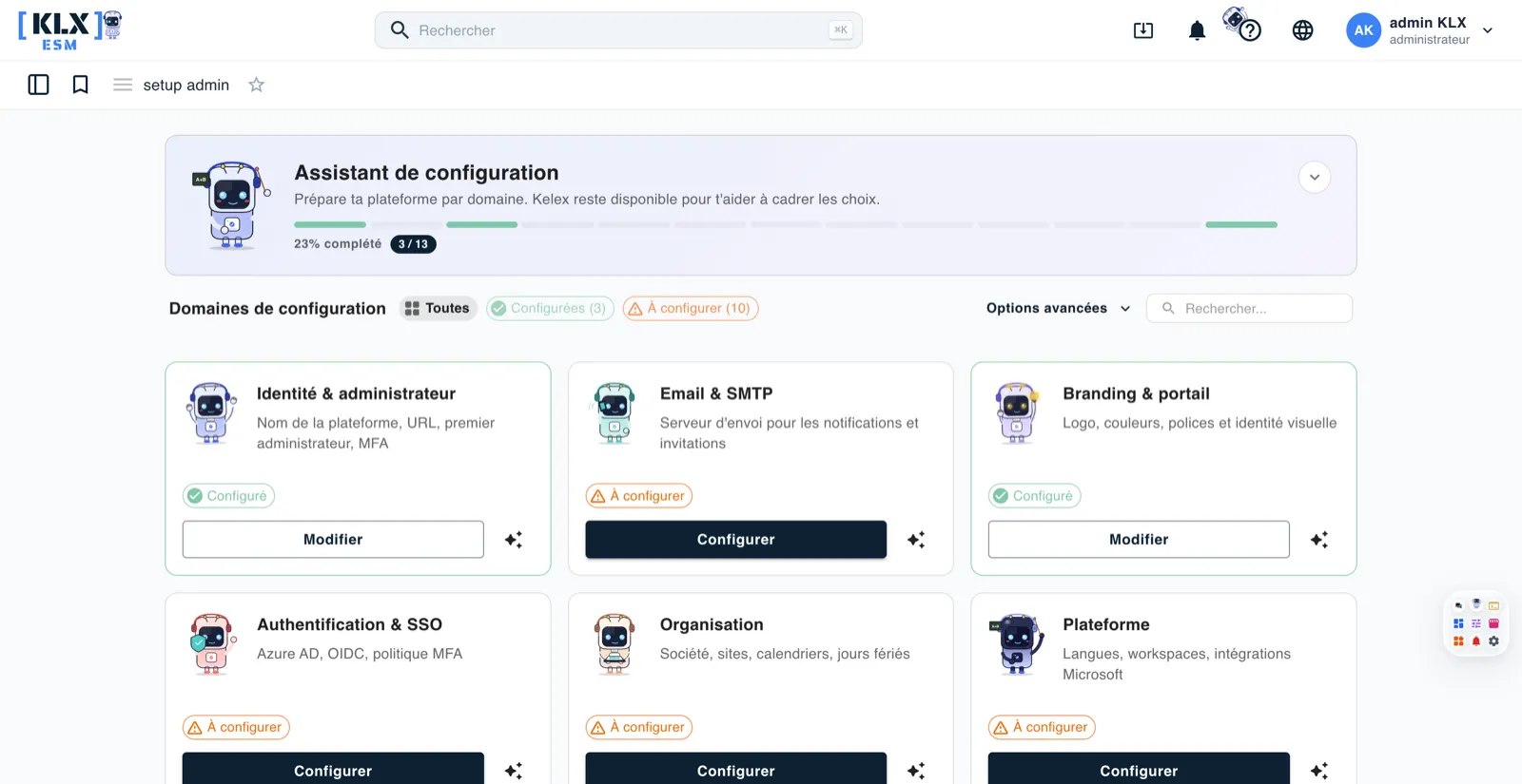 Administration et configuration de Keolux One